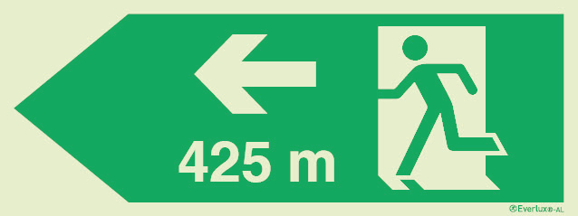 Signs for tunnels, Emergency escape route signs, left 425m