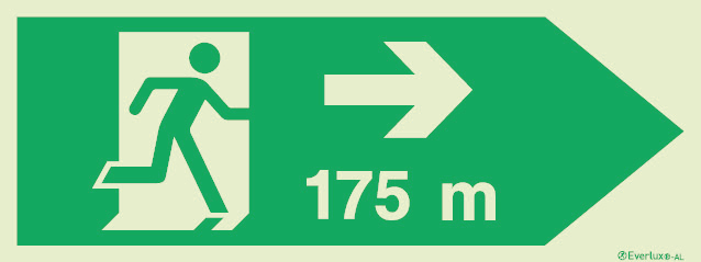 Signs for tunnels, Emergency escape route signs, right 175m