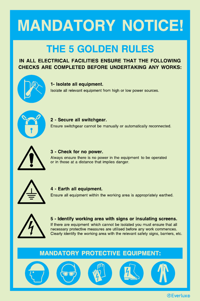 Signs for wind turbines, Safety procedures, Mandatory notice