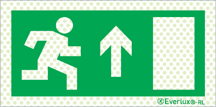 Reflecto-luminescent signs, Emergency escape route signs, up