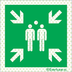 Reflecto-luminescent signs, Emergency escape route and safe condition signs, Assembly point