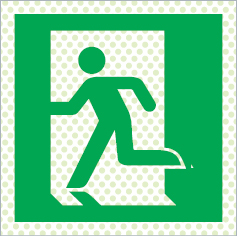 Reflecto-luminescent signs, Emergency escape route and safe condition signs, left