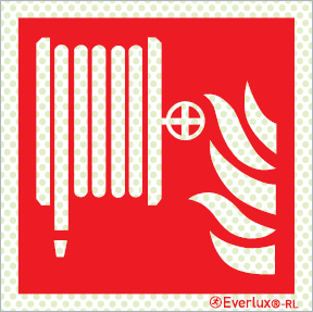 Reflecto-luminescent signs, Fire-fighting equipment signs, Fire hose reel