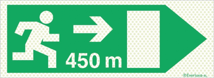 Reflecto-luminescent signs, Emergency escape route, Right 450m