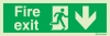 Emergency escape route sign, british standard escape route with text arrow down