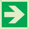 Emergency escape route sign, british standard composite escape route Arrow