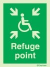 Emergency escape route sign, Escape route signs for people with reduced mobility, Refuge Point