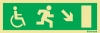 Emergency escape route sign, Escape route signs for people with reduced mobility, Arrow down right