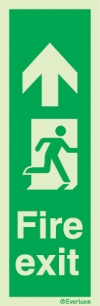 Emergency escape route sign, Vertical profile signs British standard with text, Fire exit left