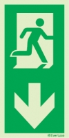 Emergency escape route sign, Vertical profile signs BS ISO 7010 , Arrow down