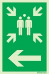 Emergency escape route sign, Assembly point, Arrow left