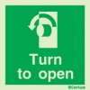 Emergency escape route sign, Door mechanism signs, Turn to open left