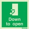 Emergency escape route sign, Door mechanism signs, Down to open left