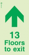 Low Location Lighting, Polycarbonate self-adhesive floor remaining signs, 13 floors to exit