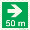 Reflecto-luminescent signs, Emergency escape route and safe condition signs, Directional arrow right 50m