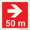 Reflecto-luminescent signs, Fire-fighting equipment signs, Directional arrow right 50m