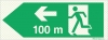 Reflecto-luminescent signs, Emergency escape route, Left 100m