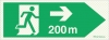 Reflecto-luminescent signs, Emergency escape route, Right 200m