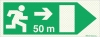 Reflecto-luminescent signs, Emergency escape route, Right 50m